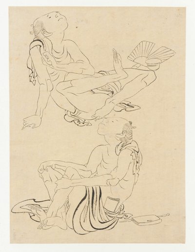 To menn slapper av om sommeren, Edo-perioden, 1800-tallet. av Katsushika Hokusai