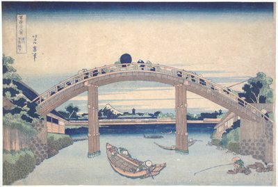Under Mannen Bridge ved Fukagawa, fra serien Thirty-six Views of Mount Fuji av Katsushika Hokusai