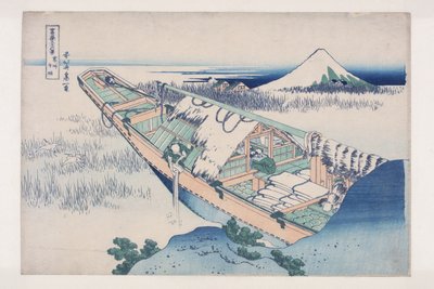 Ushibori i Hitachi-provinsen (Ushibori) (svart treblokktrykk) av Katsushika Hokusai