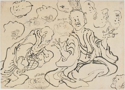 Diverse ansikter, Edo-perioden, ca. 1830. av Katsushika Hokusai