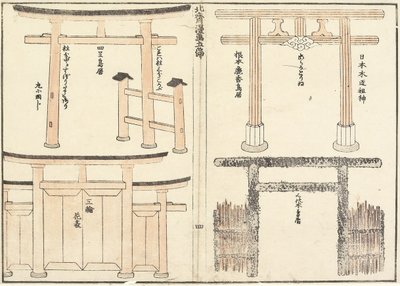 Ulike typer Torii-bue, 1816 av Katsushika Hokusai