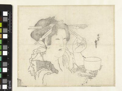 Kvinne med tekopp av Katsushika Hokusai
