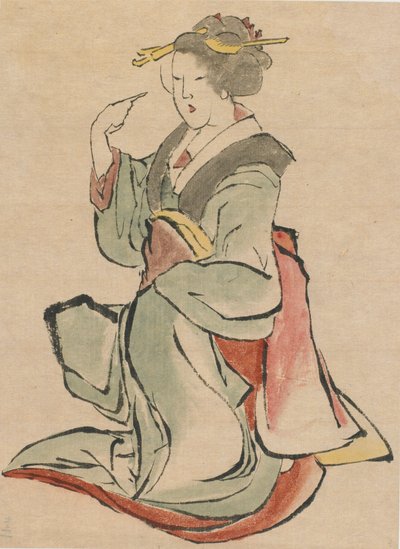 Kvinne vendt mot høyre, vinkende, sent på 1700-tallet - begynnelsen av 1800-tallet. av Katsushika Hokusai