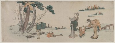 Kvinner som distraherer et barn hvis drage er fanget i et tre av Katsushika Hokusai