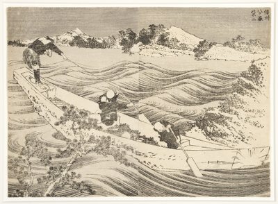 Yatsugatake i Shinano-provinsen, 1834-35 (treblokk) av Katsushika Hokusai