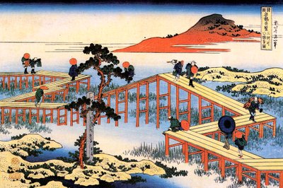 Yatsuhashi i Mikawa-provinsen, c1835. av Katsushika Hokusai