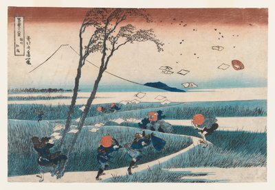 Yejiri Station, Province of Suruga (farget treblokktrykk) av Katsushika Hokusai