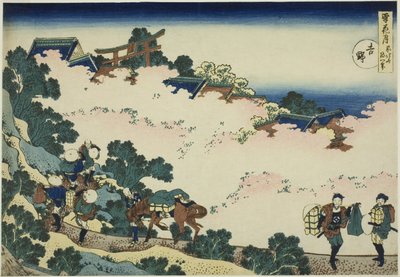 Yoshino, fra serien "Snow, Moon and Flowers (Setsugekka)" av Katsushika Hokusai
