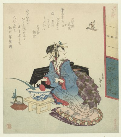 Geisha ser opp på en gjøk av Katsushika Taito II