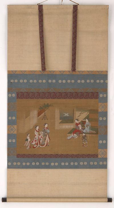 To yujo gjør et nyttår påkaller to andre, 1700-tallet. av Kawamata Tsunemasa