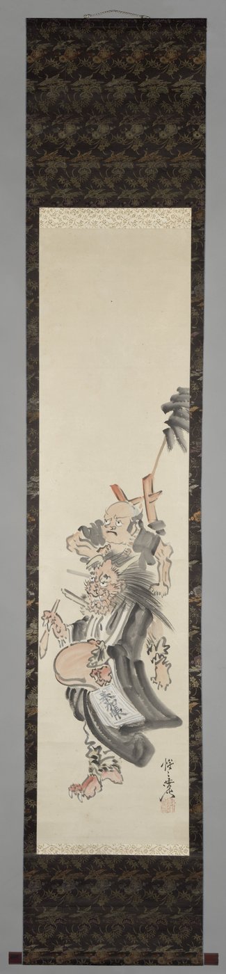 En demon er en bøllmunk Begging Devil Monk (oni no nembutsu) av Kawanabe Kyosai
