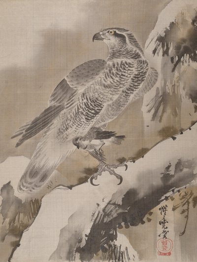Ørn holder liten fugl, ca. 1887. av Kawanabe Kyosai