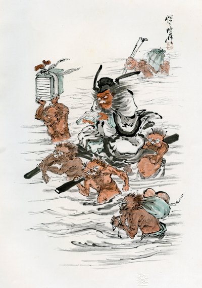 Shoki og ledsagende demoner, 1898. av Kawanabe Kyosai