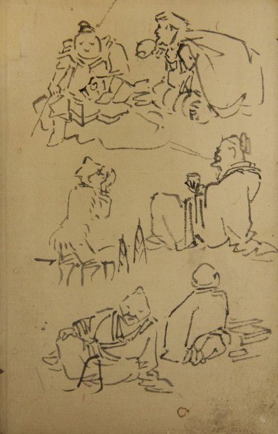 Skisser av østasiatiske legendariske figurer, sent på 1800-tallet. av Kawanabe Kyosai