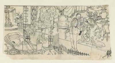 Mann sier farvel til barnet av Kawanabe Kyôsai (attributed to)