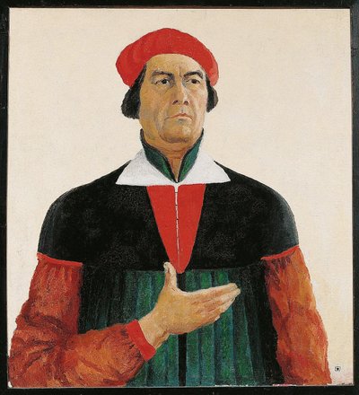 Perfekt portrett av Ivan Kljun, maler, elev av Malevich, medlem av gruppen Supremus (maleri på lerret) av Kazimir Severinovich Malevich