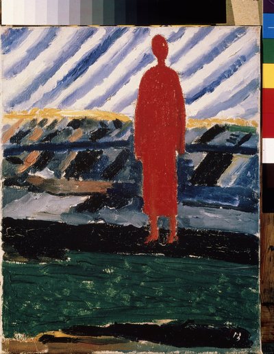 En rød figur (A Red Figure). Maleri av Kasimir Severinovch Malevich (Malevich, Malevic) (1878-1935), olje på lerret av Kazimir Severinovich Malevich