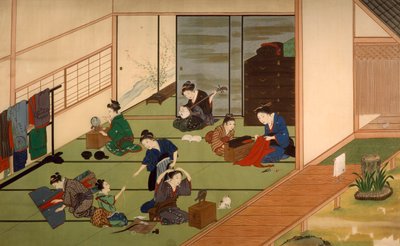 Gruppe av geishaer, av Kawahara Keiga (1786-cirka 1860), akvarell, Japan, japansk sivilisasjon, begynnelsen av 1800-tallet av Keiga Kawahara