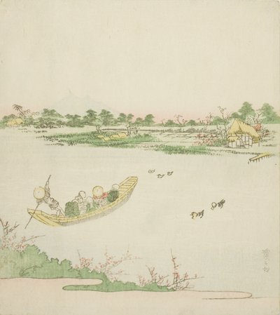 En ferge som krysser Sumida-elven av Keisai Eisen
