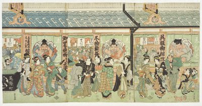 Tekstilbutikken Ebisuya i Edo-bydelen Owarichō av Keisai Eisen