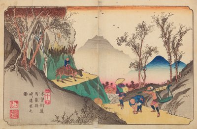 Magome, tavle 44 fra serien: Sekstini stasjoner på Kisokaido-veien / Kisokaido rokujukyu tsugi-no uchi av Keisai Eisen