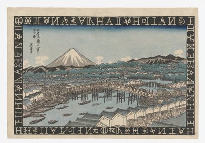 Fuji-fjellet sett fra Nihonbashi i Edo av Keisai Eisen