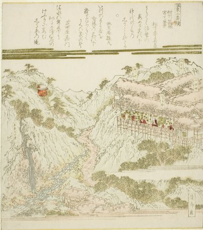 Utsikt over Miyanoshita Hot Springs i Hakone, Soshu, fra serien "Hot Springs - A Diptych (Onsen niban tsuzuki)" av Keisai Eisen