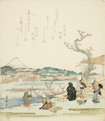 Utsikt over Mount Fuji fra et tehus av Keisai Eisen