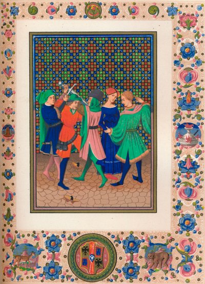 Scene fra et opplyst manuskript, 1400-tallet, 1849. av Kellerhoven