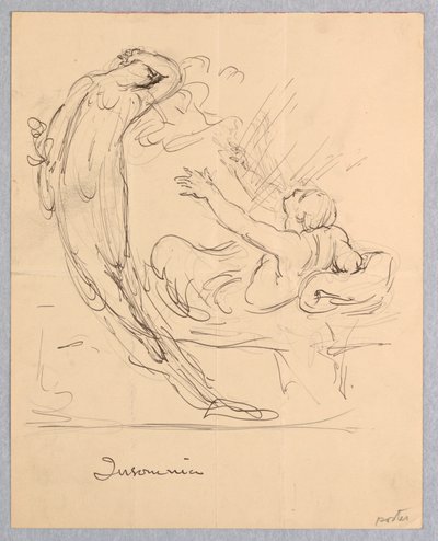 "Søvnløshet," Studer for en plakat for Paines selleriblanding av Kenyon Cox