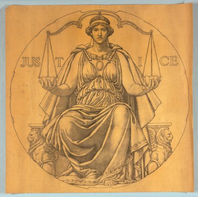 Justice, tegneserie for mosaikk i Wisconsin State Capitol Rotunda av Kenyon Cox
