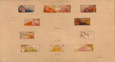 Skisser for utsmykning av et privat bibliotek A, 1894. av Kenyon Cox