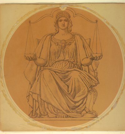 Studie for "Justice," Lunette i Hudson County Courthouse, Jersey City, NJ av Kenyon Cox