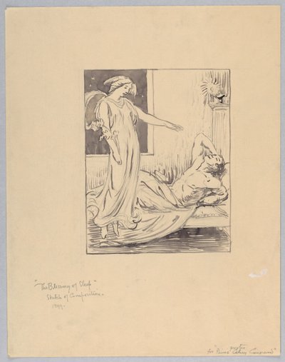 "Søvnens velsignelse," Studer for en plakat for Paines selleriblanding av Kenyon Cox