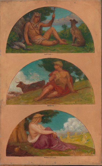 Sivilisasjonens fremgang: Jakt, gjeting, jordbruk..., 1905-1906. av Kenyon Cox