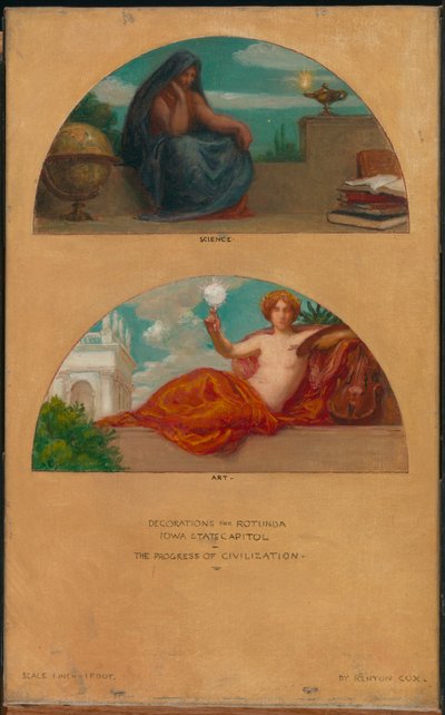 The Progress of Civilization: Science and Art veggmaleristudie, State Capitol, Des Moines, Iowa, 1905-1 av Kenyon Cox