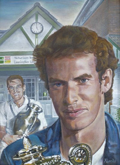 Wimbledon herremestere besøker Leamington Lawn Tennis and Squash Club (maleri) av Kevin Parrish