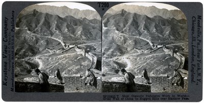 Den kinesiske mur, nær Hankow-passet, Kina, ca 1900-tallet. av Keystone View Company