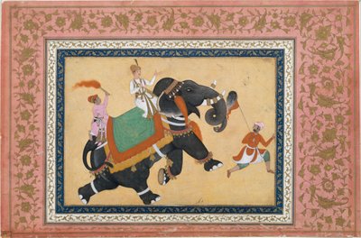 Prince Riding an Elephant, 1500-1600-tallet. av Khem Karan