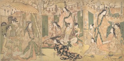 En utsikt over gledene til Taiko og hans fem koner i Rakuto, 1804. av Kitagawa Utamaro