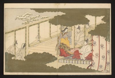 En rettsscene satt i snøen av Kitagawa Utamaro