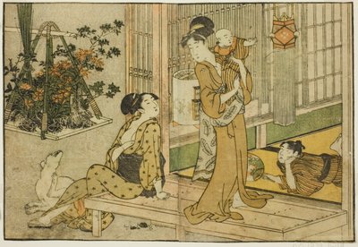 Bon Festival Lanterns and Plant Seller, fra den illustrerte boken "Picture Book: Flowers of the Four Seasons (Ehon shiki no hana)," vol. 2 av Kitagawa Utamaro