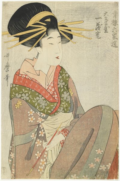 Courtesan Hitomoto of the Daimonjiya House, 1801-1802 av Kitagawa Utamaro
