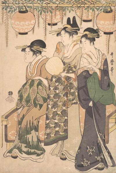 Kurtisaner under en Wisteria Arbor..., ca. 1795. av Kitagawa Utamaro