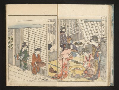 Kurtisaner og gjest om vintermorgenen av Kitagawa Utamaro