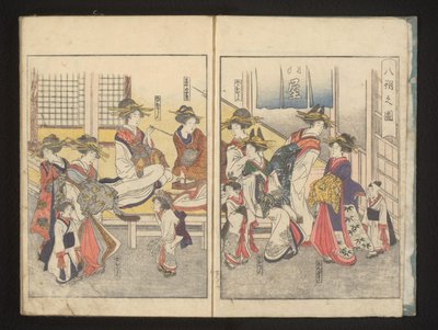 Kurtisaner i et rom av Kitagawa Utamaro