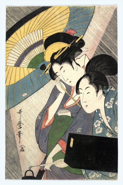 To kvinner under en paraply - To kvinner under en paraply av Utamaro, Kitagawa (1753-1806) av Kitagawa Utamaro
