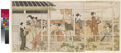 Tørking av klær av Kitagawa Utamaro