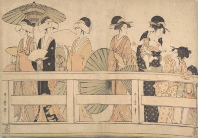Nyter den kjølige kveldsbrisen på...broen, ca. 1800. av Kitagawa Utamaro