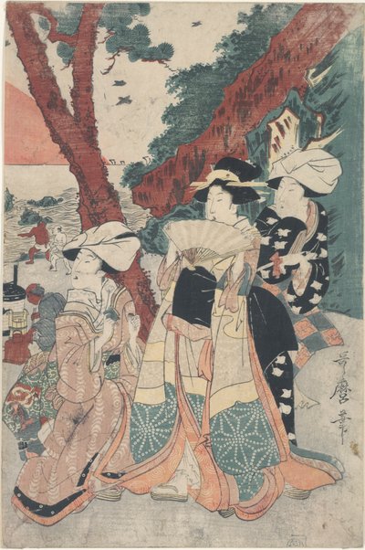 Futamigaura Beach på nyttår av Kitagawa Utamaro